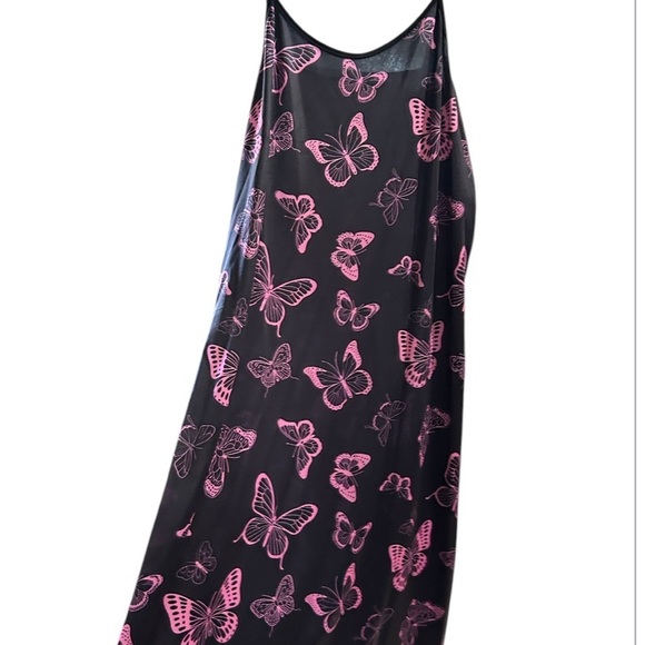 Shein Elegant Black Dress with Pink Butterfly Design - Picture 3 of 5
